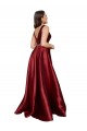 Vendedor de Decote V Cetim Sem Mangas Costas em V Borgonha Vestidos de Madrinha / Vestidos de Noite / Vestidos de Festa