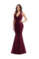 Vendedor de Decote V Cetim Sedoso Sem Mangas Abrir de volta Borgonha Vestidos de Madrinha / Vestidos de Noite / Vestidos de Festa