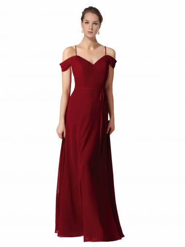 Vendedor de Amor Chiffon Sem Mangas Borgonha Vestido de Madrinha / Vestido de Noite