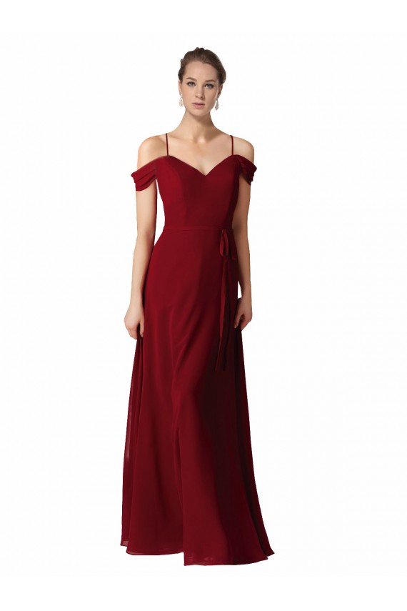 Vendedor de Amor Chiffon Sem Mangas Borgonha Vestido de Madrinha / Vestido de Noite