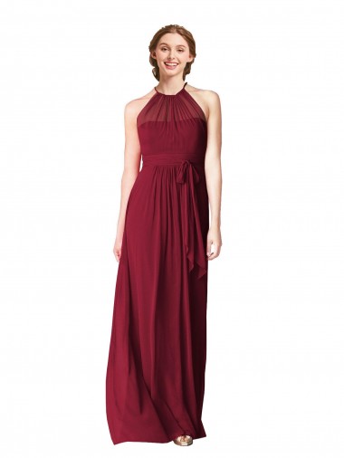 Vendedor de Cabeçada Chiffon Sem Mangas Borgonha Vestido Formais / Vestido de Madrinha