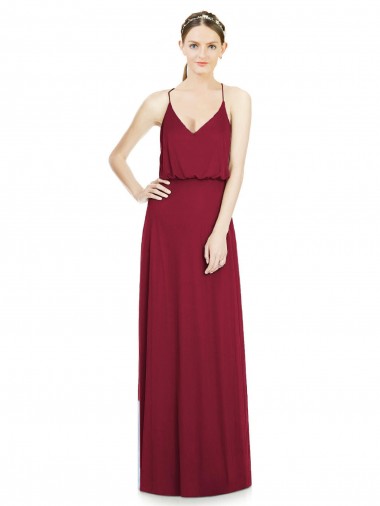 Vendedor de Decote V Chiffon Sem Mangas Borgonha Vestidos de Madrinha