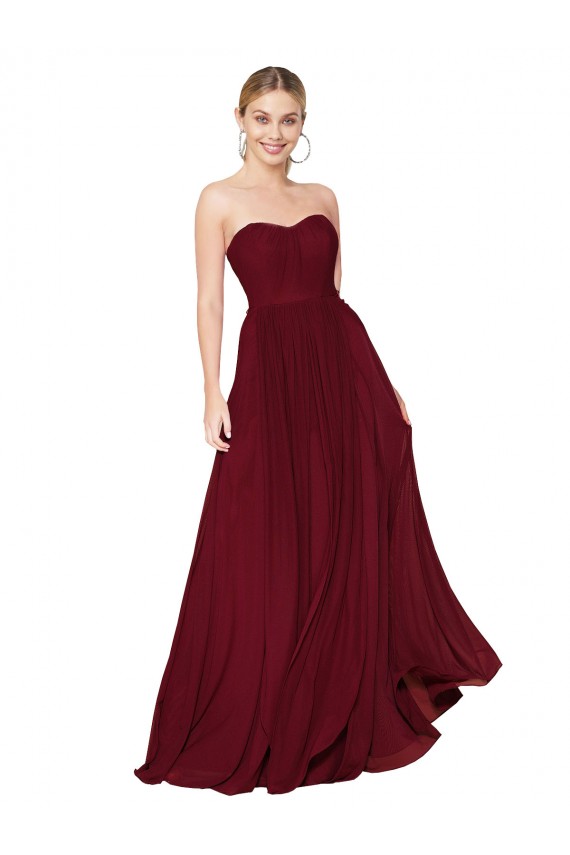 Vendedor de Amor Chiffon Sem Mangas Borgonha Vestidos de Madrinha / Vestidos de Noite / Vestidos de Festa