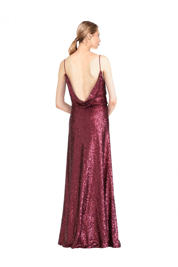 Vendedor de Cabeçada Lantejoulas Sem Mangas Borgonha Vestidos de Madrinha / Vestidos de Noite / Vestidos de Festa