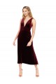 Vendedor de Decote V Veludo Elástico Sem Mangas Costas em V Borgonha Vestidos de Madrinha / Vestidos de Festa / Vestidos de Cocktail / Vestidos de Homecoming