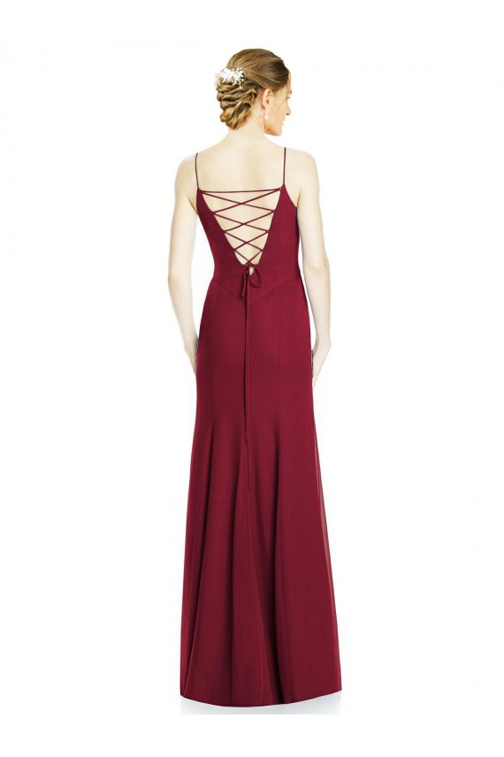 Vendedor de Alças finas Chiffon Sem Mangas Borgonha Vestidos de Madrinha