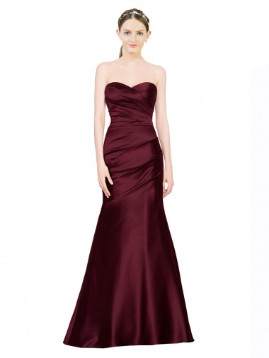 Vendedor de Amor Cetim Sem Mangas Lombar Borgonha Vestidos de Madrinha / Vestidos de Noite / Vestidos de Festa