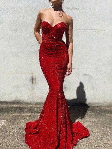 Vendedor de Amor Lantejoulas Veludo Sem Mangas Borgonha Sereia Vestidos de Festa