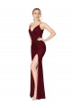 Vendedor de Decote V Chiffon Sem Mangas Costas em V Borgonha Vestidos de Madrinha / Vestidos de Noite / Vestidos de Festa