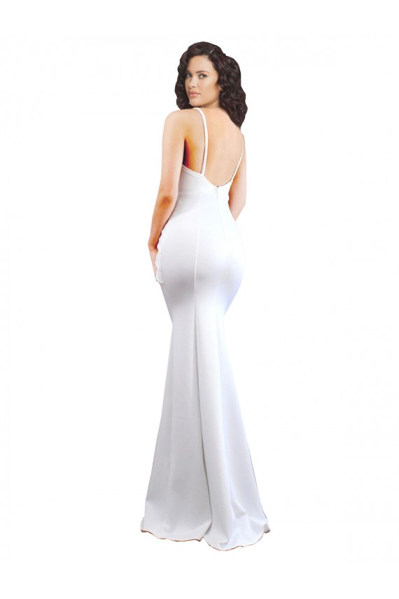 Vendedor de Alças finas Crepe Esticado Sem Mangas Lombar Branco Vestidos de Madrinha / Vestidos de Noite / Vestidos de Festa