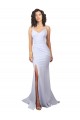Vendedor de Alças finas Crepe Esticado Sem Mangas Lombar Branco Vestidos de Noiva