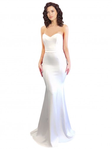 Vendedor de Amor Crepe Esticado Sem Mangas Lombar Branco Vestidos de Madrinha / Vestidos de Noite / Vestidos de Festa