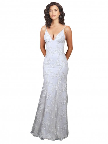 Vendedor de Decote V Crepe Esticado & Lantejoulas Tule Sem Mangas Sem encosto Branco Vestidos de Madrinha / Vestidos de Noite / Vestidos de Festa
