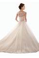 Vendedor de Fora do Ombro Tule & Renda Sem Mangas Branco Vestido de Noiva