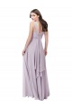 Vendedor de Decote V Chiffon Sem Mangas Lombar Brilho Rosa Vestidos de Madrinha