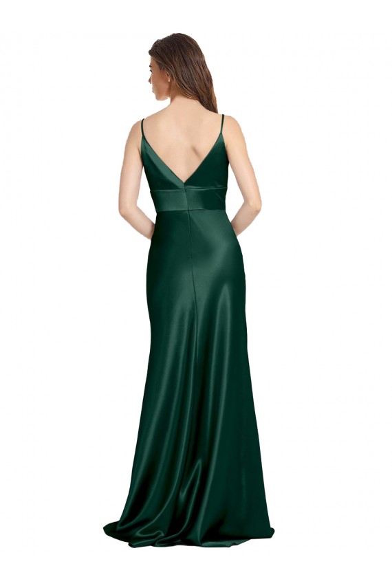 Vendedor de Alças finas Cetim Elástico Sem Mangas Costas em V Caçador Verde Vestidos de Madrinha / Vestidos de Noite / Vestidos de Festa