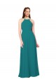 Vendedor de Decote Alto Chiffon Sem Mangas Criss Cruz Caçador Verde Vestidos de Madrinha