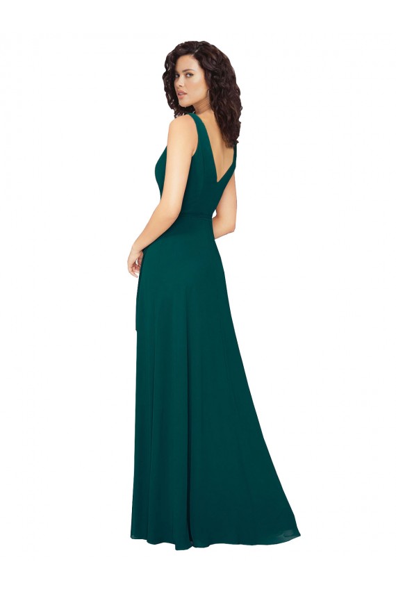 Vendedor de Decote V Chiffon Sem Mangas Costas em V Caçador Verde Vestidos de Madrinha