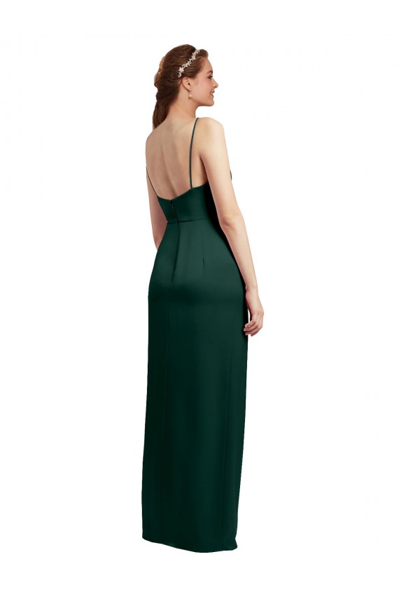 Vendedor de Alças finas Cetim Elástico Sem Mangas Lombar Caçador Verde Vestidos de Madrinha / Vestidos de Noite / Vestidos de Festa