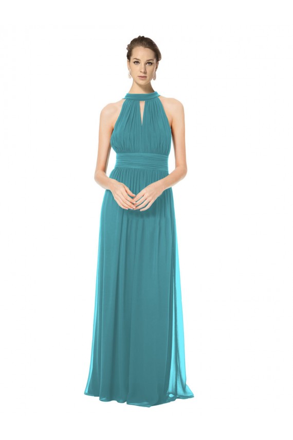 Vendedor de Cabeçada Chiffon Sem Mangas Buraco da fechadura Caçador Verde Vestidos de Madrinha