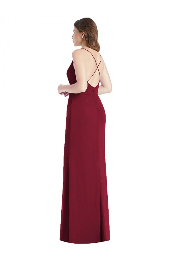 Vendedor de Alças finas Chiffon Sem Mangas Criss Cruz Caçador Verde Vestido de Madrinha