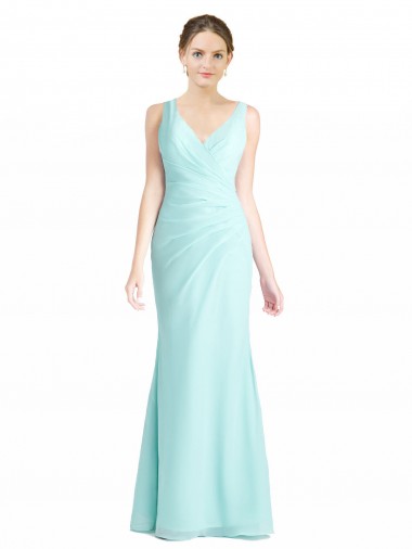 Vendedor de Decote V Chiffon & Renda Sem Mangas Cachoeira Vestidos de Madrinha