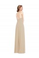 Vendedor de Decote V Chiffon Sem Mangas Criss Cruz Champanhe Vestidos de Madrinha