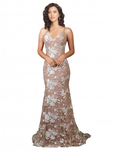 Vendedor de Decote V Renda Sem Mangas Abrir de volta Champanhe Vestidos de Noiva