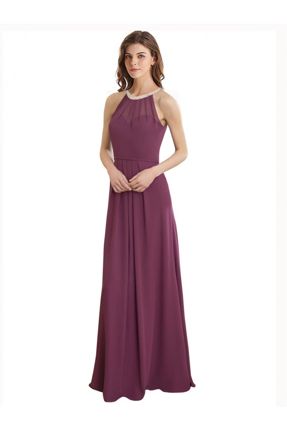 Vendedor de Amor Chiffon Sem Mangas Buraco da fechadura Vestidos de Festa / Vestidos de Madrinha