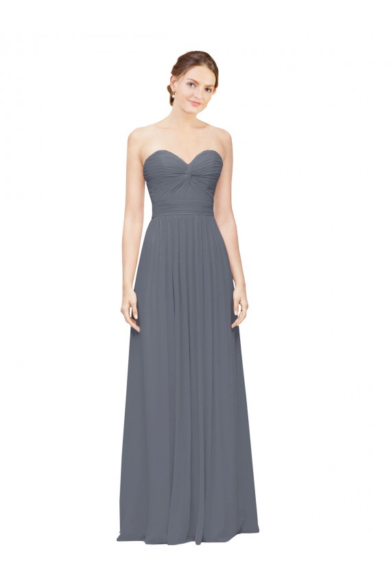Vendedor de Amor Chiffon Sem Mangas Cinza Ardósia Vestidos de Madrinha