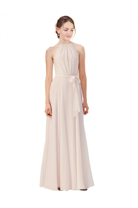 Vendedor de Barco Chiffon Sem Mangas Creme Rosa Vestidos de Madrinha