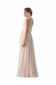 Vendedor de Barco Chiffon Sem Mangas Creme Rosa Vestidos de Madrinha