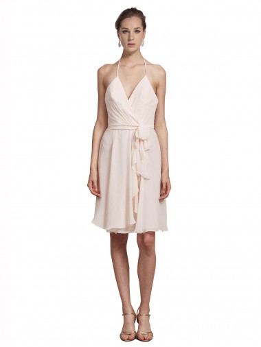 Vendedor de Cabeçada Chiffon Sem Mangas Creme Rosa Vestidos de Madrinha / Vestidos de Cocktail / Vestidos de Homecoming