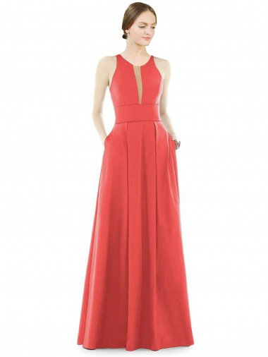 Vendedor de Decote Joia Cetim Sem Mangas Firecracker Vestidos de Madrinha