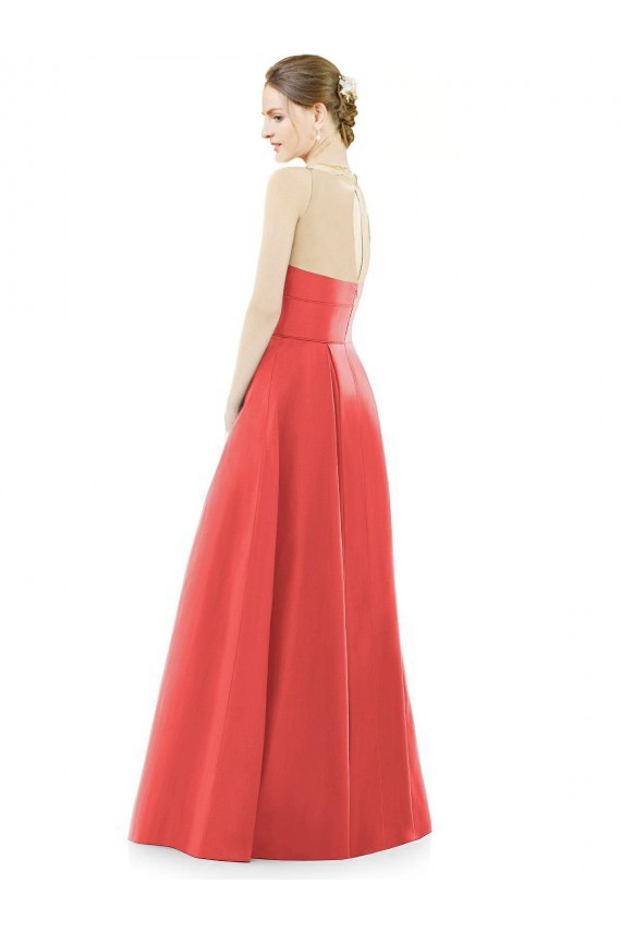 Vendedor de Decote Joia Cetim Sem Mangas Firecracker Vestidos de Madrinha