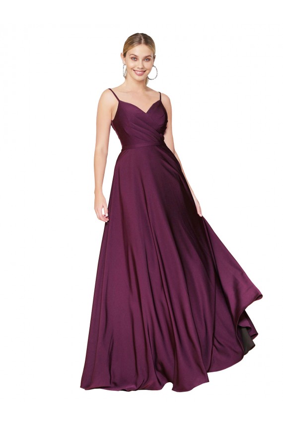 Vendedor de Alças finas Crepe Esticado Sem Mangas Costas em V Frutos Silvestres Vestidos de Madrinha / Vestidos de Noite / Vestidos de Festa