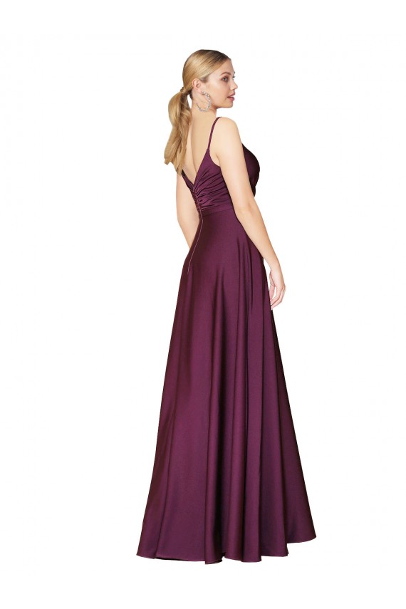 Vendedor de Alças finas Crepe Esticado Sem Mangas Costas em V Frutos Silvestres Vestidos de Madrinha / Vestidos de Noite / Vestidos de Festa