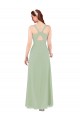 Vendedor de Decote V Chiffon Sem Mangas Buraco da fechadura Fumo Verde Vestidos de Madrinha