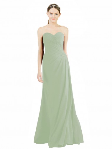 Vendedor de Amor Chiffon Sem Mangas Fumo Verde Vestidos de Madrinha