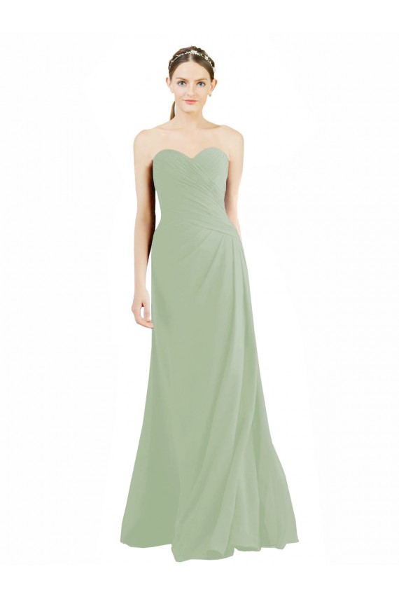 Vendedor de Amor Chiffon Sem Mangas Fumo Verde Vestidos de Madrinha