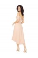 Vendedor de Decote Quadrado Chiffon Ombro Frio Lombar Gelo Rosa Vestidos de Madrinha