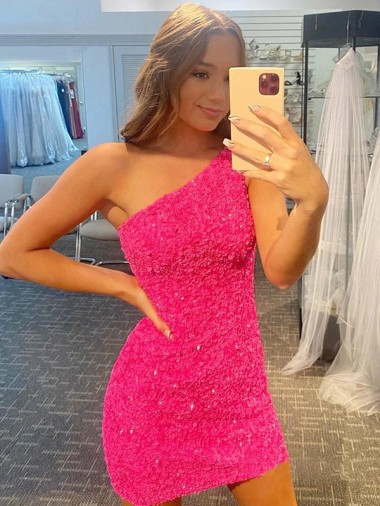 Vendedor de Um Ombro Lantejoulas Veludo Sem Mangas Vestidos de Festa / Vestidos Formais