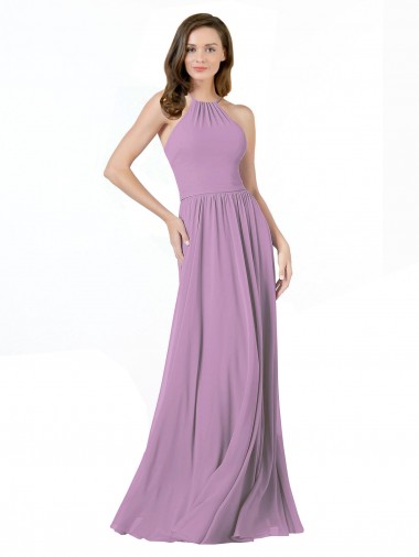Vendedor de Cabeçada Chiffon Sem Mangas Lavanda Escura Vestidos de Madrinha