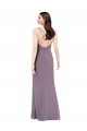 Vendedor de Amor Chiffon Sem Mangas Abrir de volta Lavanda Escura Vestidos de Madrinha / Vestidos de Noite