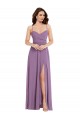 Vendedor de Alças finas Chiffon Sem Mangas Lombar Lavanda Escura Vestidos de Madrinha