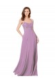 Vendedor de Alças finas Chiffon & Renda Sem Mangas Lavanda Escura Vestidos de Madrinha