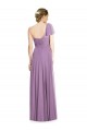 Vendedor de Um Ombro Chiffon Mangas Esvoaçantes Abrir de volta Lavanda Escura Vestidos de Madrinha