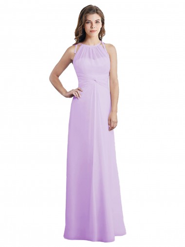 Vendedor de Cabeçada Chiffon Sem Mangas Buraco da fechadura Lilás Vestidos de Madrinha