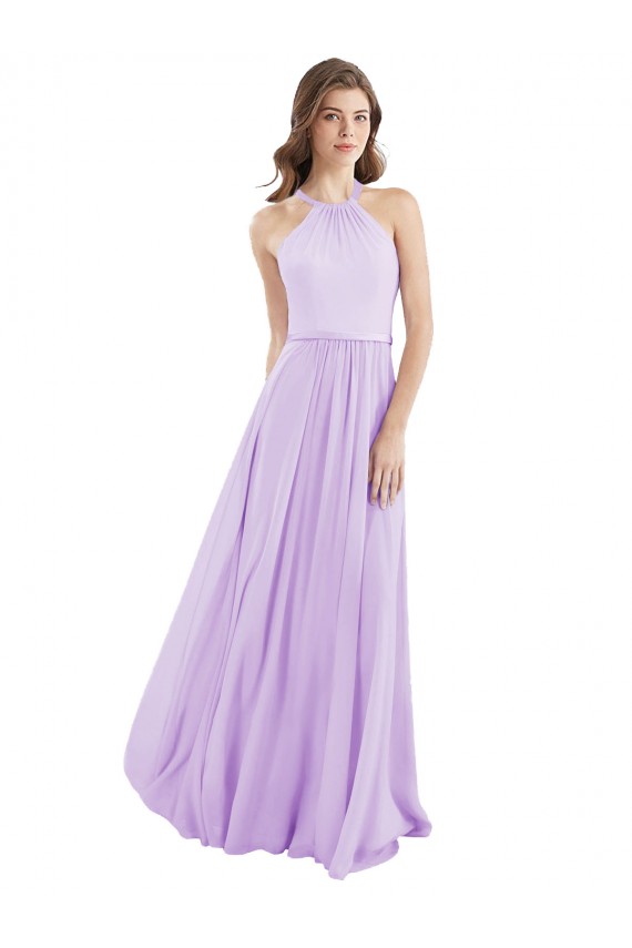 Vendedor de Cabeçada Chiffon Sem Mangas Lilás Vestido de Madrinha