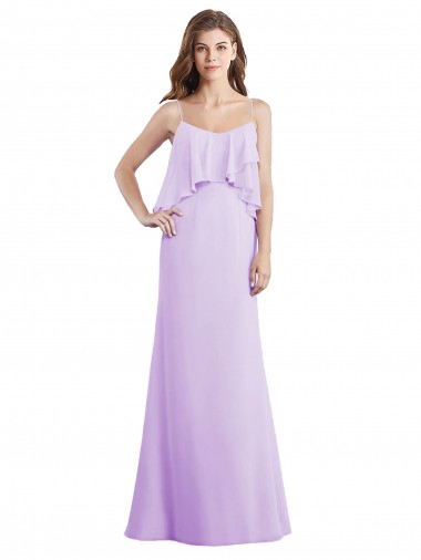 Vendedor de Alças finas Chiffon Sem Mangas Lombar Lilás Vestidos de Madrinha